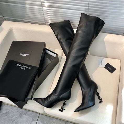 ysl flat boots|ysl thigh high boots.